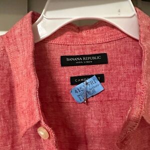 Banana Republic Men's Pink Linen Shirt